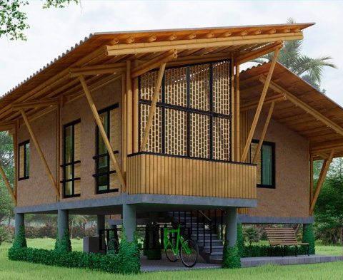 Desain tangga rumah dari bambu