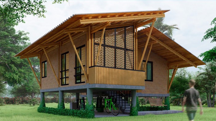 Desain tangga rumah dari bambu