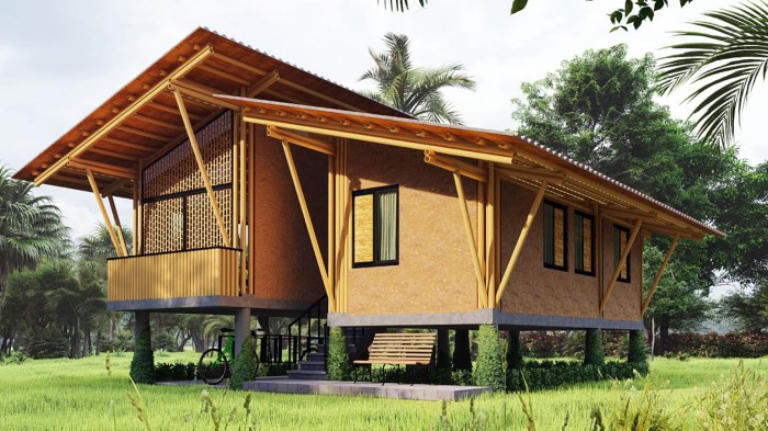 Desain tangga rumah dari bambu